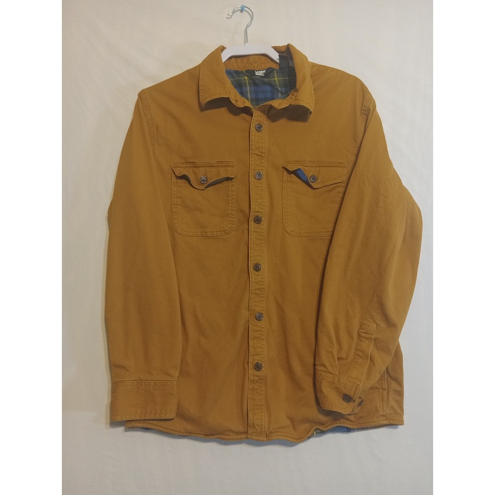 Land's End Men's M Flannel Lined Long Sleeve Work Shirt Jacket shacket button up